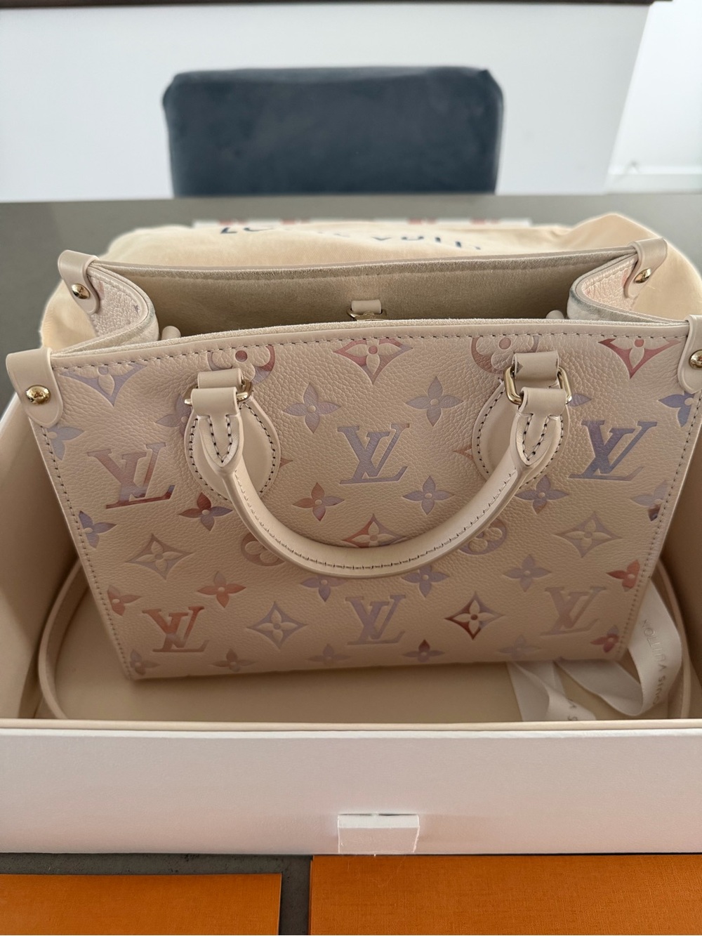Louis Vuitton Cream Satchel with Pastel Pink & Lavender Monogram
